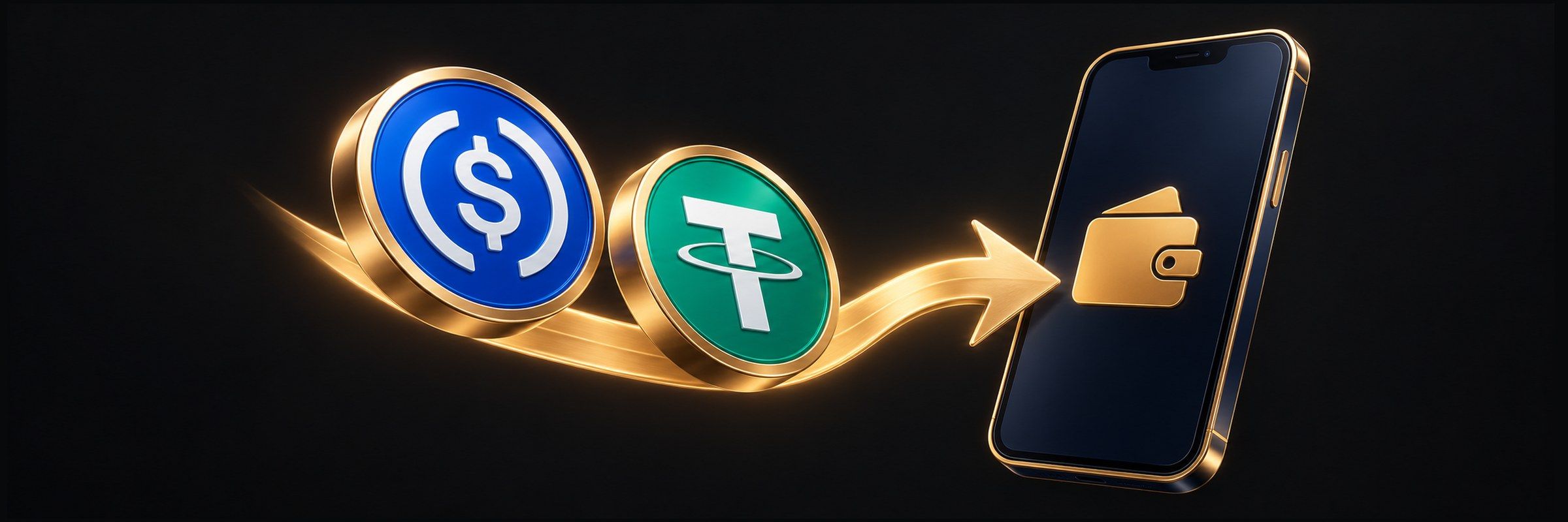 USDC and USDT flowing into a mobile wallet